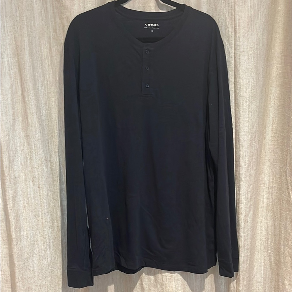Vince Navy Long Sleeve Henley Tee